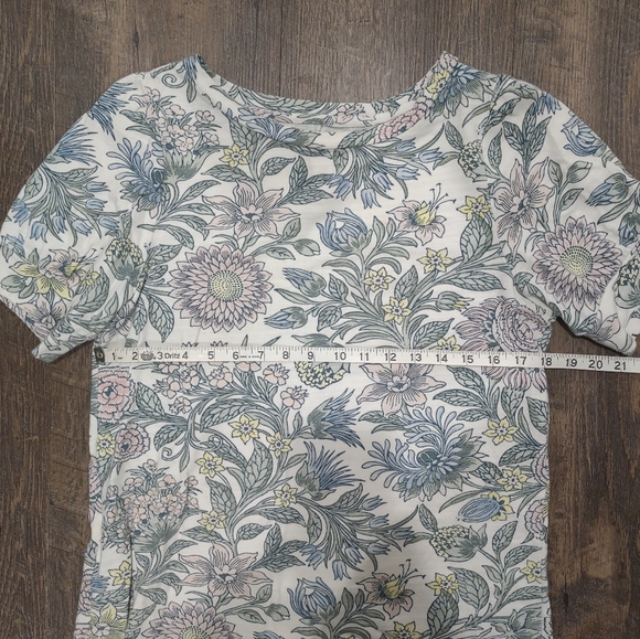 LOFT floral print blouse, short sleeves - S - Picture 8 of 9